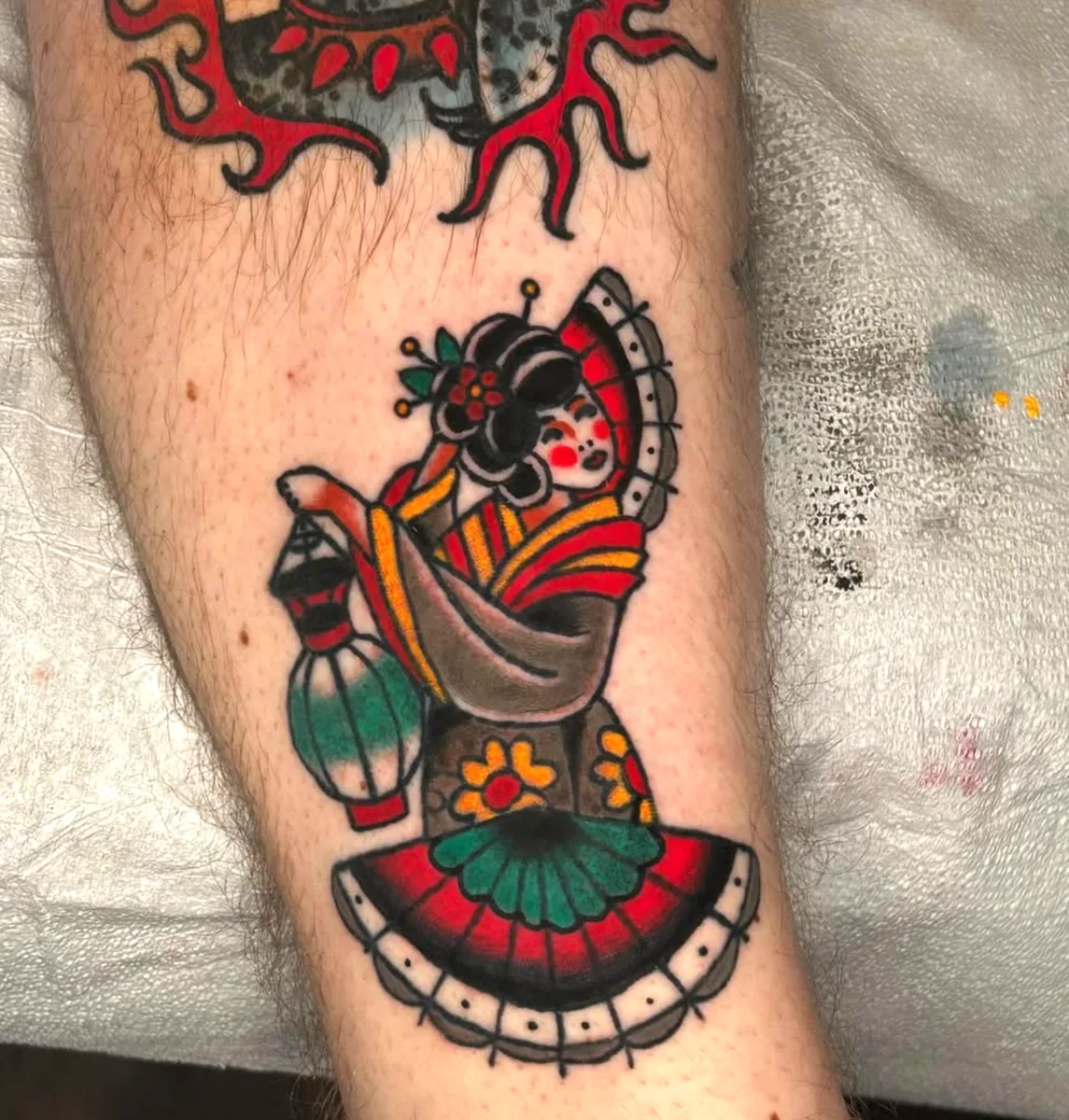 Traditional geisha tattoo by Joel at True North Tattoo in Lancaster, PA